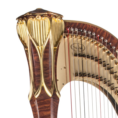 Gold and wood harp column